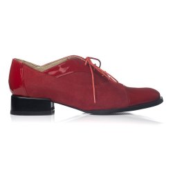 Pantofi piele naturala Parish Rosu Combinat - sau Orice Culoare